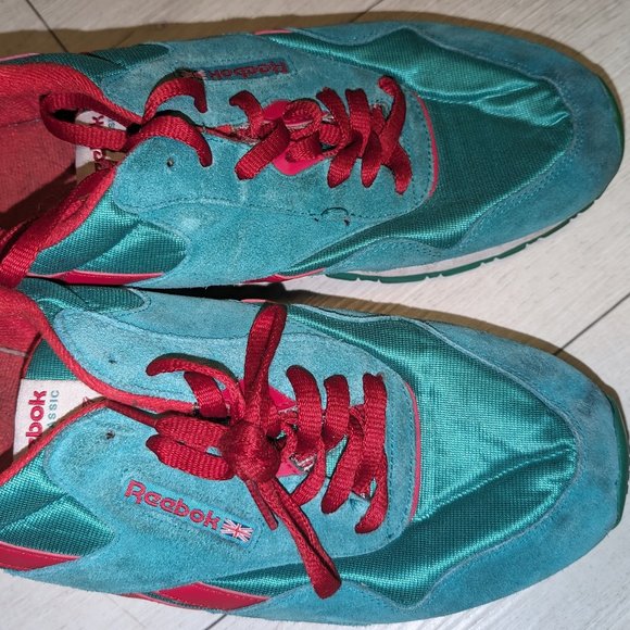 Vintage Reebok Classic Low Top Green Red Sneakers Trainers Shoes  Men's 10.5 - Picture 8 of 9